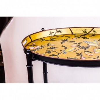 Vassoio con pliant - Tavolino con decoro dipinto su foglia oro
