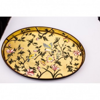 Vassoio con pliant - Tavolino con decoro dipinto su foglia oro