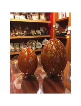 Uovo bronzo e porcellana rosso piccolo/medio