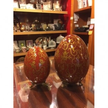 Uovo bronzo e porcellana rosso piccolo/medio